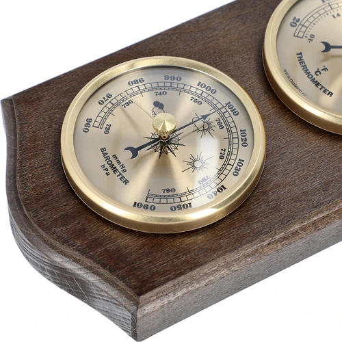 Estação meteorológica retro - cor wengué com mostradores dourados - 3