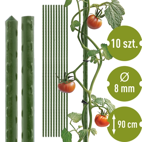 Estacas de jardim Bioogród – aço revestido, 0,9 m, Ø 8 mm, 10 unidades