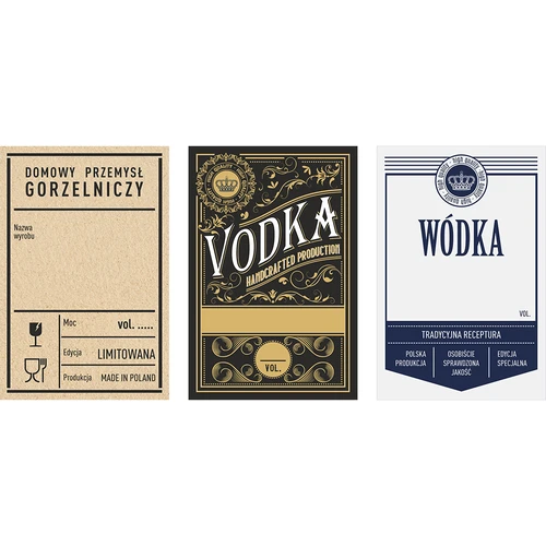 Etiquetas autocolantes 60x90 mm para garrafas e vodka, 3 modelos, 20 unidades