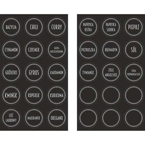 Etiquetas autocolantes para especiarias, redondas, pretas - 30 unidades