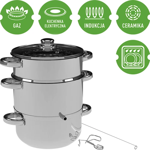 Extrator de sumo a vapor em aço inoxidável 5 L com função de cozer a vapor - 4