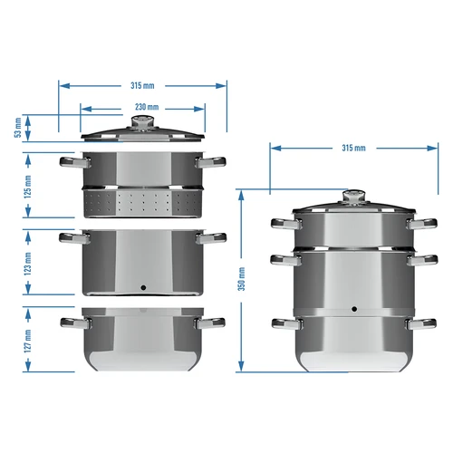 Extrator de sumo a vapor em aço inoxidável 5 L com função de cozer a vapor - 9