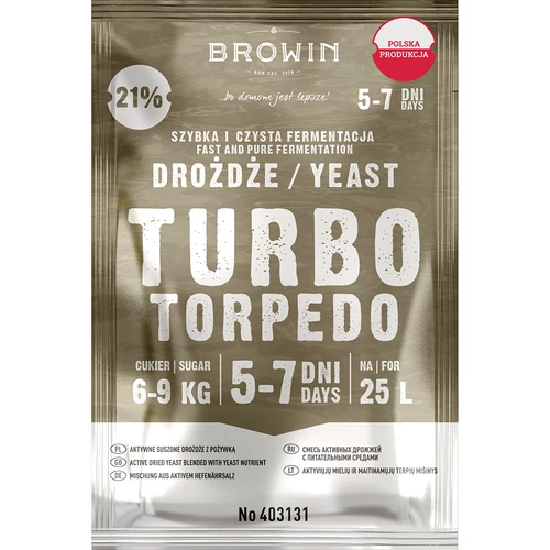 Fermento de destilaria Turbo Torpedo 5-7 dias 21% 100g  - 1 