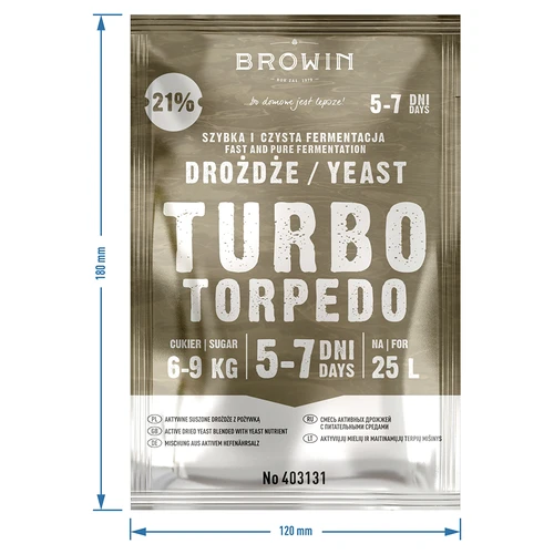 Fermento de destilaria Turbo Torpedo 5-7 dias 21% 100g - 7