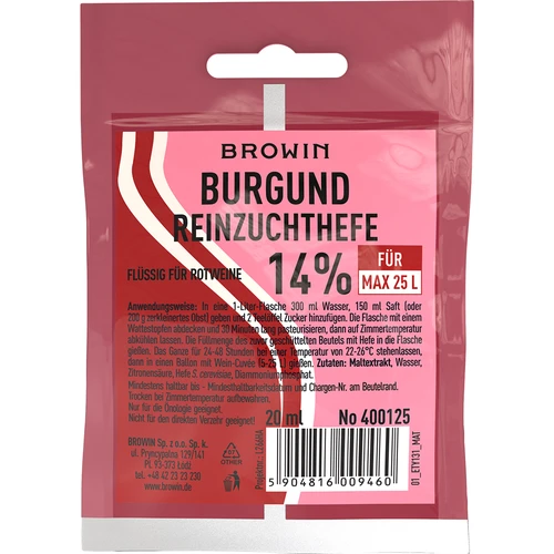 Fermento de Vinho Burgundy, 20 ml DE/EN  - 1 