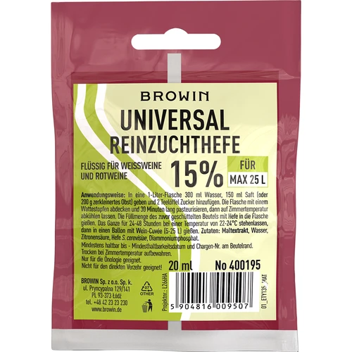 Fermento Enológico Universal, 20 ml DE/EN  - 1 
