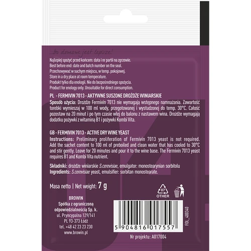 Fermento para vinho Fermivin 7013, 7 g - 2