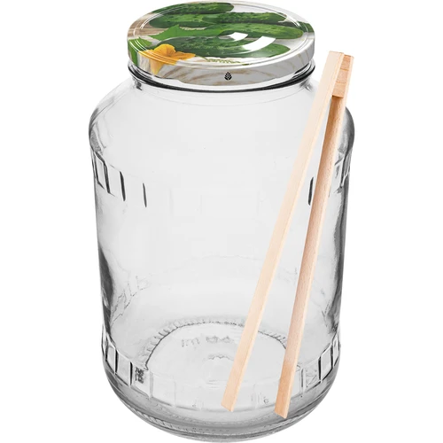 Frasco 1,5 L, fi 82/6 com tampa colorida + pinças  - 1 