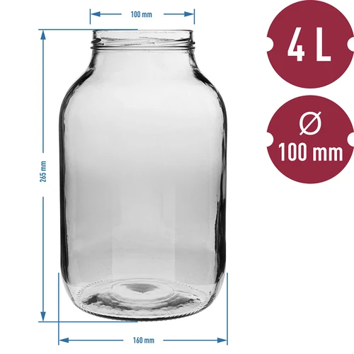 Frasco 4 L com tampa preta Ø100 - 6