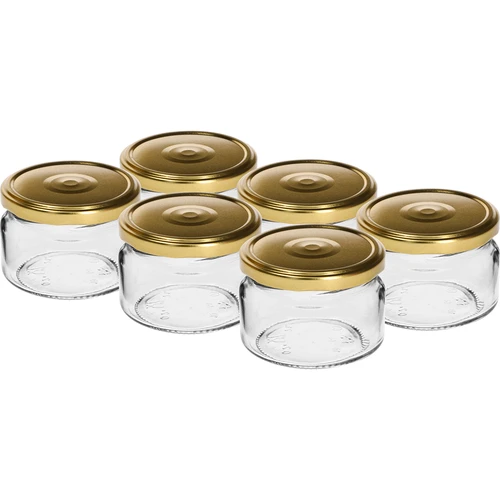 Frasco baixo 200ml - com tampa dourada fi 82/6, 6 peças  - 1 