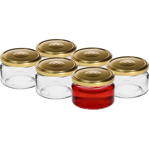 Frasco baixo 200ml - com tampa dourada fi 82/6, 6 peças - 2