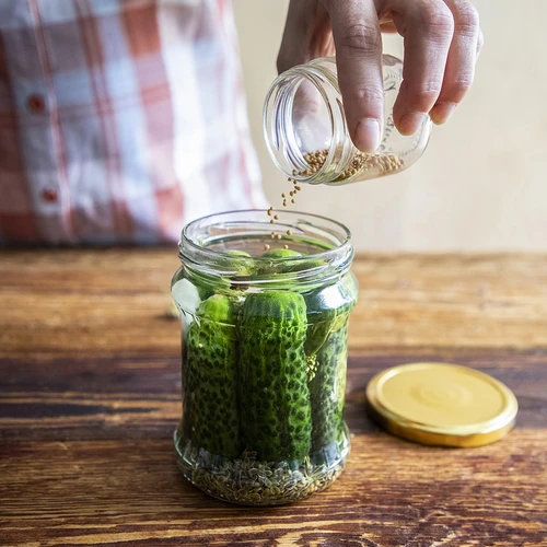 Frasco canelado Fisz 500 ml - com tampa dourada Ø 82/6, 6 un. - 6