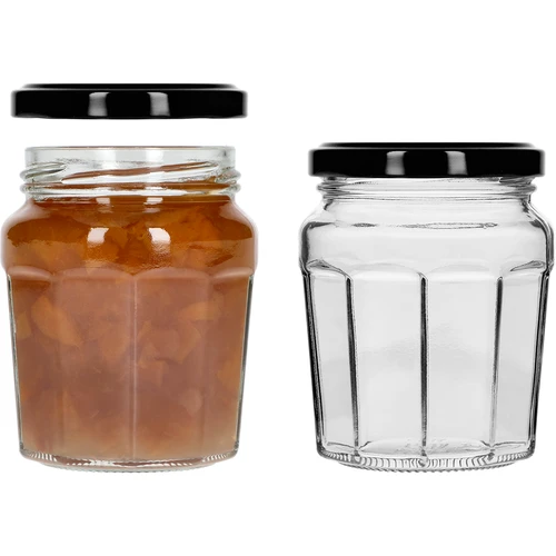 Frasco Compota 230ml com tampa preta fi63/4 - 6 peças - 6