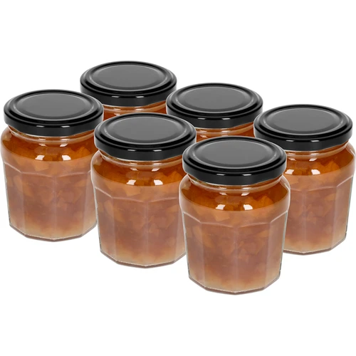 Frasco Compota 230ml com tampa preta fi63/4 - 6 peças - 3
