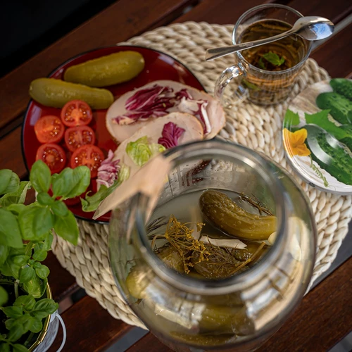 Frasco de vidro 4 L, tampa colorida + garfo ou pinça - 8