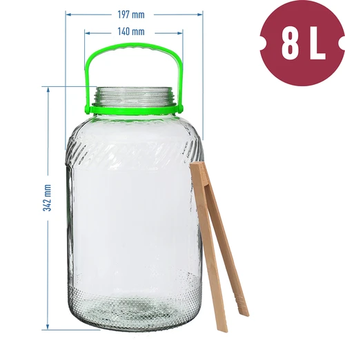 Frasco de vidro 8 L, com pinças - 6