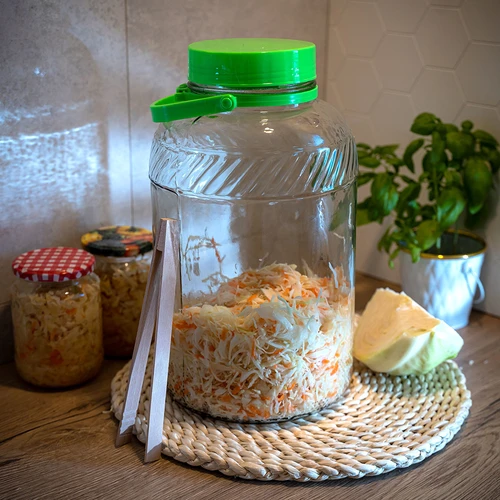 Frasco de vidro de 8 L, com pinças - 10