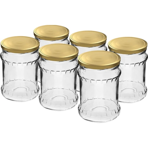 Frasco fisz ondulado 500ml - com tampa dourada fi 82/6, 6 unid.  - 1 