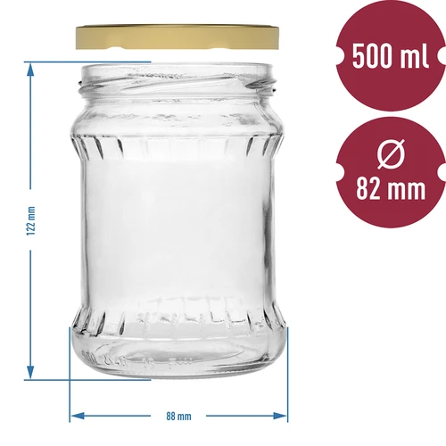Frasco fisz ondulado 500ml - com tampa dourada fi 82/6, 6 unid. - 5