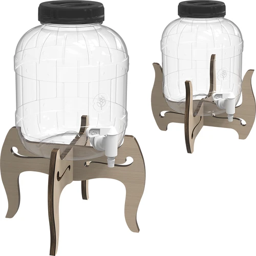 Frasco inquebrável 5 L com torneira e suporte de madeira, reversível - 5