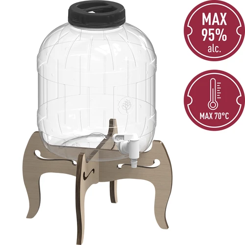 Frasco inquebrável 8 L com torneira e suporte de madeira reversível - 6