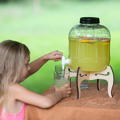 Frasco inquebrável 8 L com torneira e suporte de madeira reversível - 15