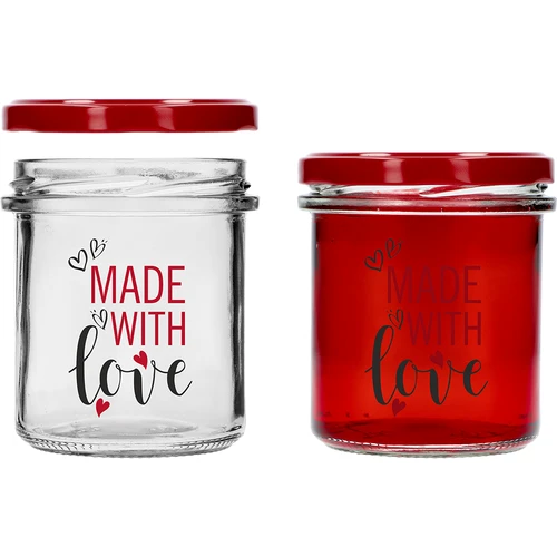 Frasco simples 346ml fi 82 com impressão colorida "Made With Love" e tampa bordô, 3 peças - 4
