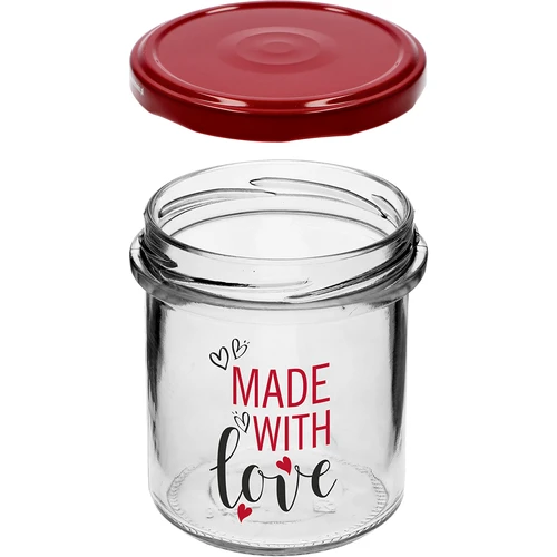 Frasco simples 346ml fi 82 com impressão colorida "Made With Love" e tampa bordô, 3 peças - 5