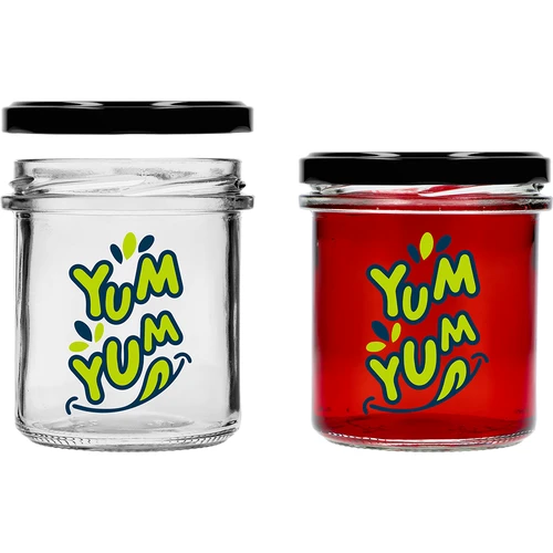 Frasco simples 346ml fi 82 com impressão colorida "Yum Yum" e tampa preta, 3 peças - 4