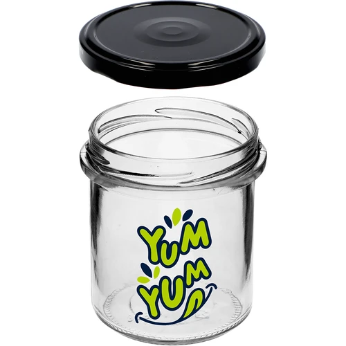 Frasco simples 346ml fi 82 com impressão colorida "Yum Yum" e tampa preta, 3 peças - 5