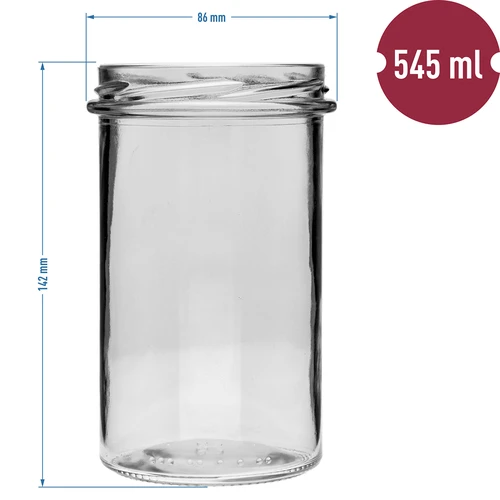 Frasco simples 545ml (fi 82) - com tampa preta, 6 unid. - 6