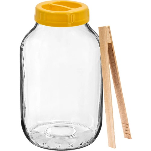 Frasco TO 4 L, pinça e tampa de plástico Ø 100 mm, com pega