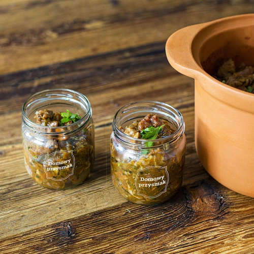 Frasco TO 425 ml com estampado «Delícia caseira» e tampa preta Ø 82 - 3 unidades - 7