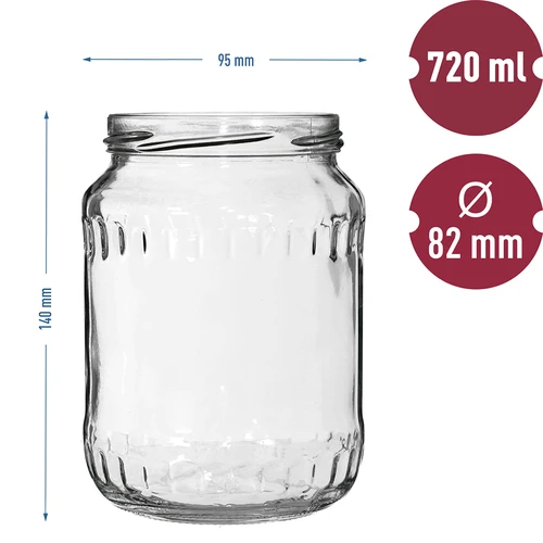 Frasco TO 720 ml com tampa colorida fi 82/6 - 6 peças - 6