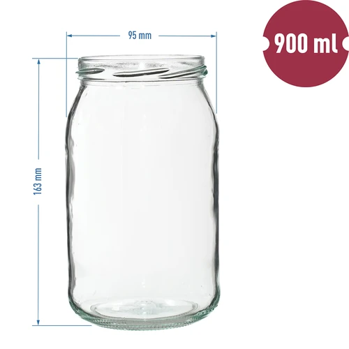 Frasco TO 900 ml com tampa dourada fi 82/6 - 6 unid. - 8