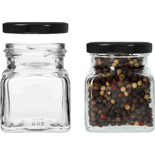 Frasco twist off 120ml - Quatro cantos fi 53 com tampa preta, 6un - 4