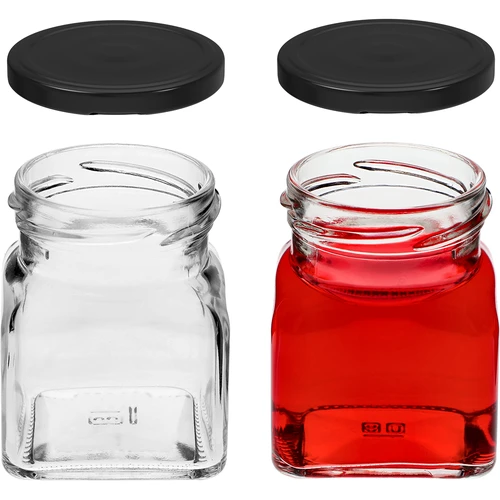 Frasco twist off 120ml - Quatro cantos fi 53 com tampa preta, 6un - 5