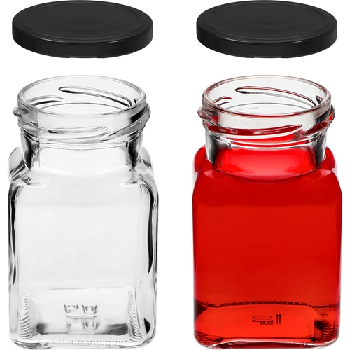 Frasco twist off 150ml Quatro cantos fi 53 com tampa preta, 6 unid. - 5