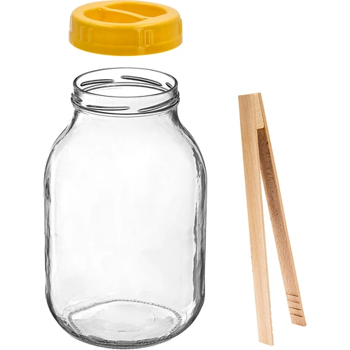 Frasco twist-off 3 L, com pinças e tampa de plástico Ø 100 mm, com pega - 2