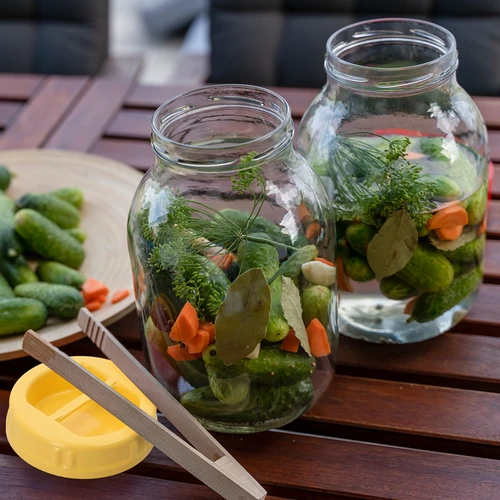 Frasco twist-off 3 L, com pinças e tampa de plástico Ø 100 mm, com pega - 6