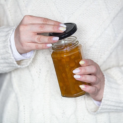 Frasco twist-off 385 ml com tampa preta Ø 63, 6 un. - 8