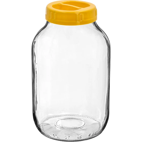 Frasco twist-off 4 L e tampa plástica Ø 100 mm com pega