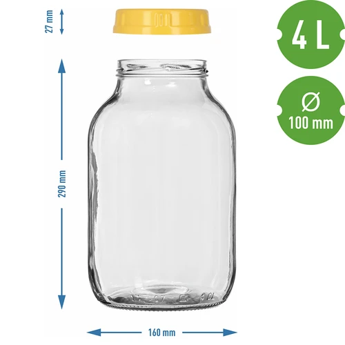 Frasco twist-off 4 L e tampa plástica Ø 100 mm com pega - 7