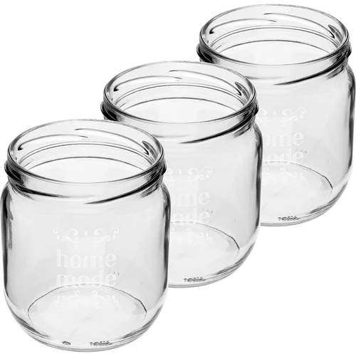 Frasco Twist-off 425ml com impressão 'Home Made' e tampa, 3 peças - 3