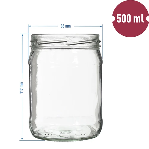 Frasco twist off 500 ml com tampa colorida fi82/6 - 6 unid. - 2