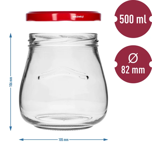 Frasco twist-off 500ml "Ânfora Invertida" com tampa bordô fi 82/6, 6 unidades. - 9