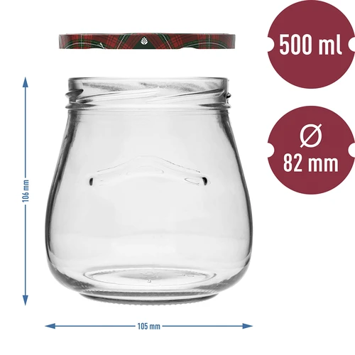Frasco twist-off 500ml "Ânfora Invertida" com tampa colorida fi 82/6, 6 unidades - 10