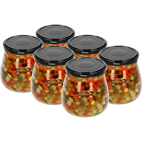 Frasco twist-off 500ml "Ânfora Invertida" com tampa preta fi 82/6, 6 unidades - 4