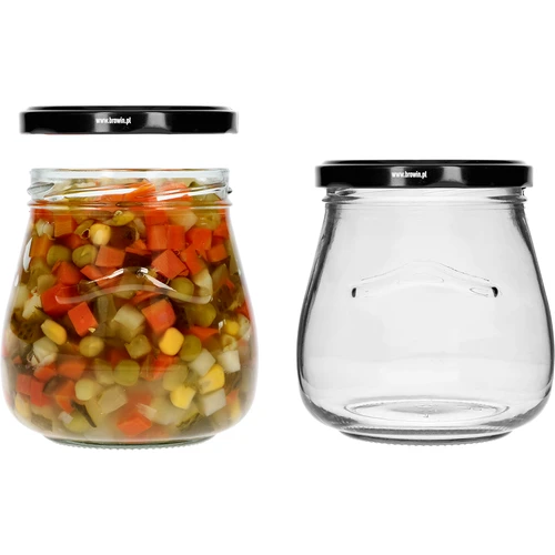 Frasco twist-off 500ml "Ânfora Invertida" com tampa preta fi 82/6, 6 unidades - 6