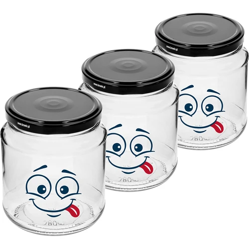 Frasco twist-off 580ml com impressão de Carinha e tampa fi 82/6 - 3 peças - 2